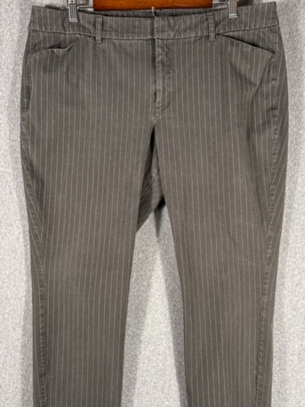 Old Navy Pixie Skinny Pants Womens Sz 16 Gray White Stripes High Rise Pockets
